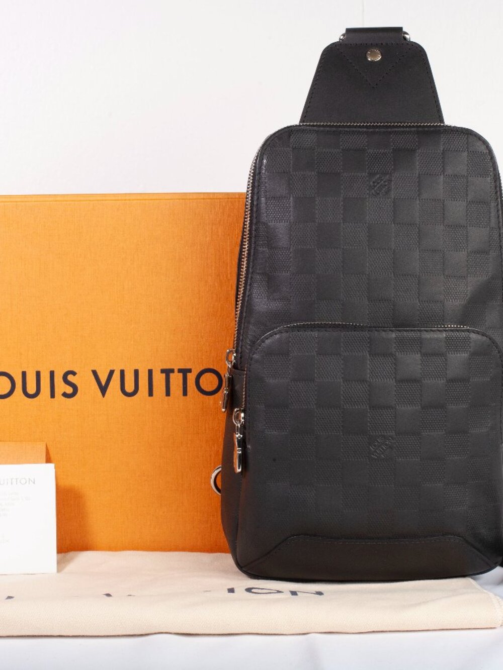 Authentic Black Louis Vuitton Damier Infini Avenue Sling Bag